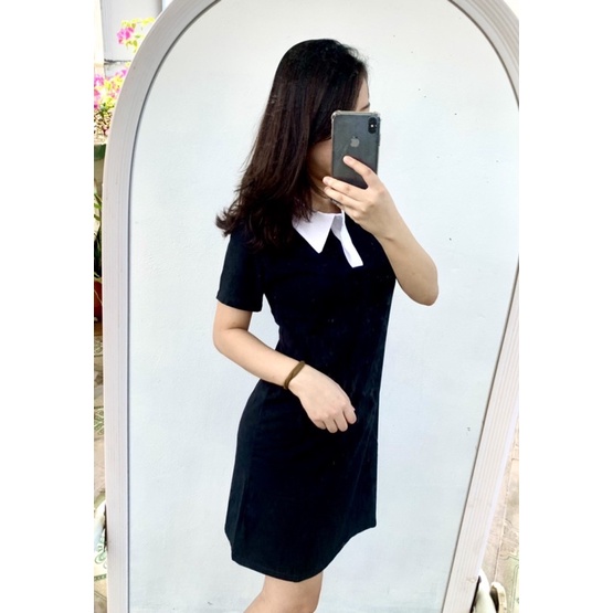 Đầm polo body tay ngắn xinh yêu, váy polo đen phối cổ trắng , đi chơi dạo phố FREESHIP | BigBuy360 - bigbuy360.vn