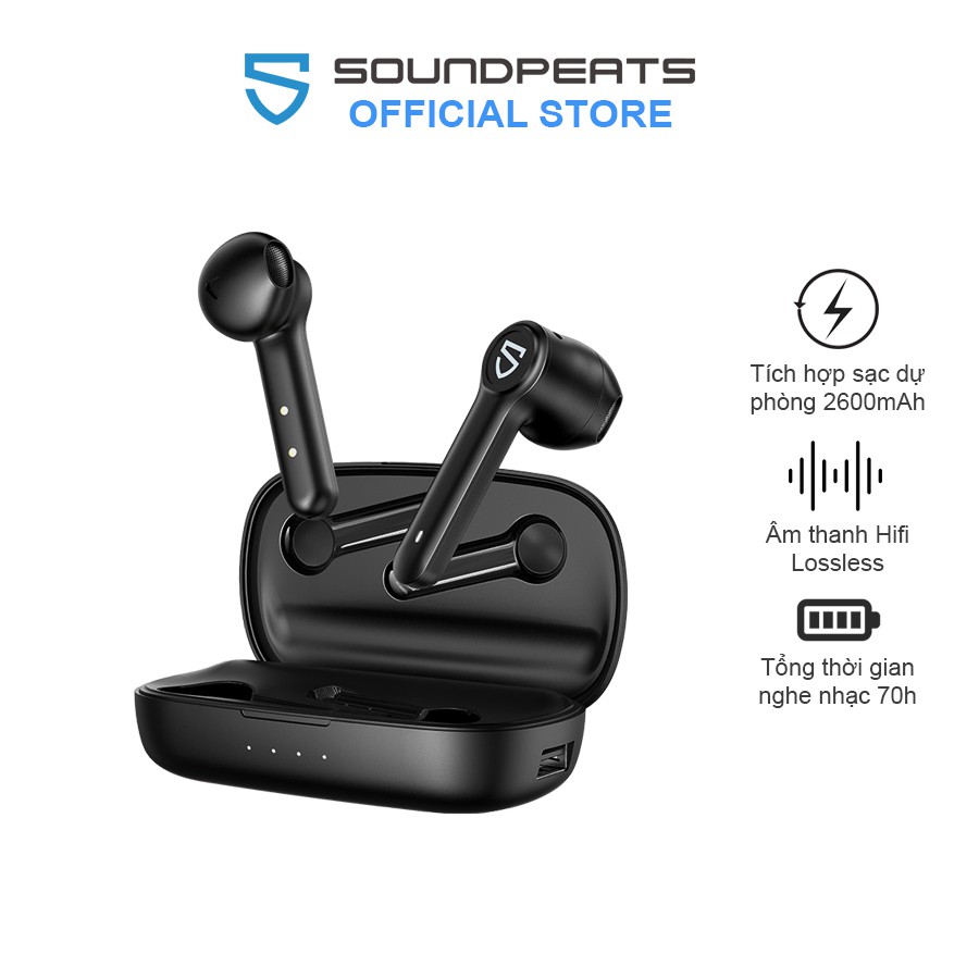 [Mã ELMALL300 giảm 7% đơn 500K] Tai Nghe True Wireless SoundPEATS TrueBuds Bluetooth V5.0 Tích Hợp Sạc Dự Phòng 2600mAh