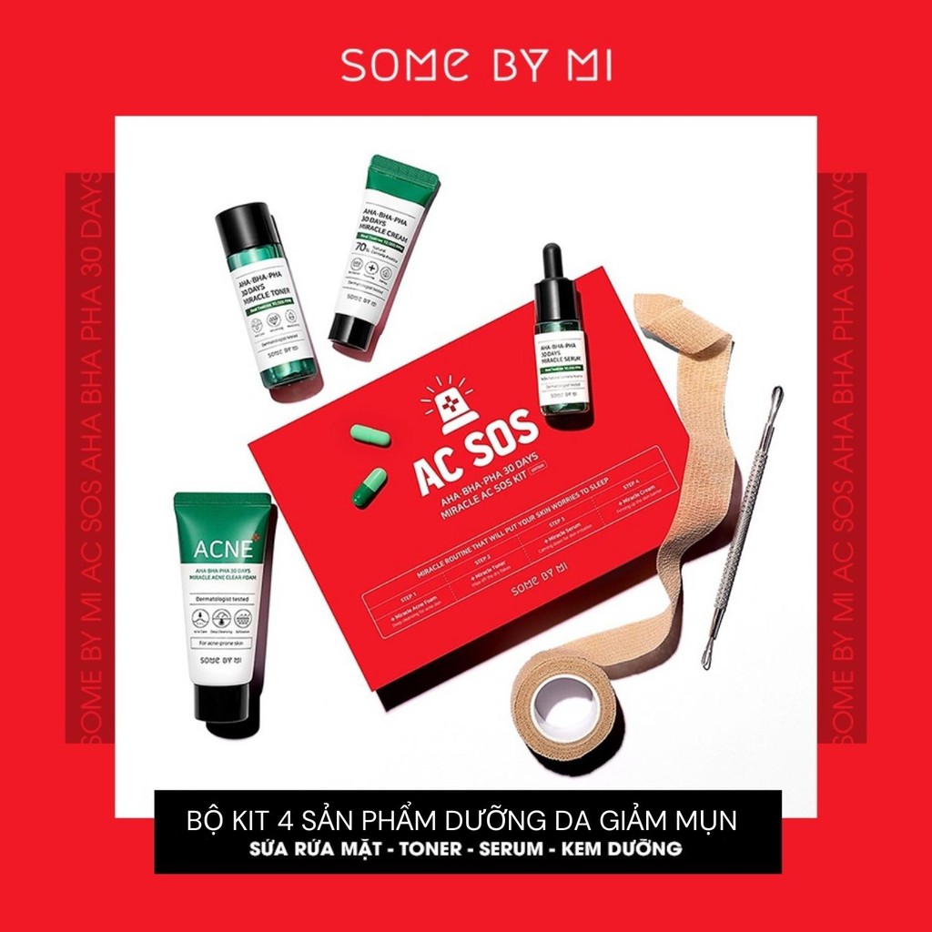 Bộ Kit Giảm Mụn Some By Mi AC SOS AHA BHA PHA 30 Days