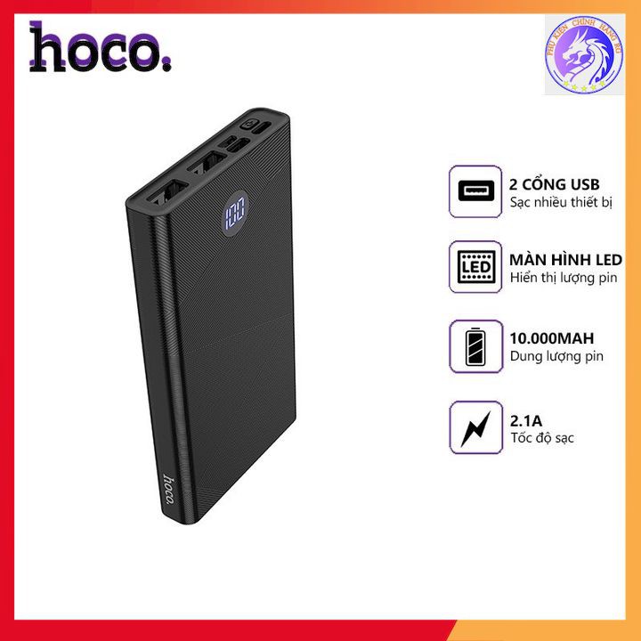 Pin Dự Phòng Polymer A+ 2 Cổng USB 2.1A 10000 mAh Hoco DJ01 MAX-Màn hình LED