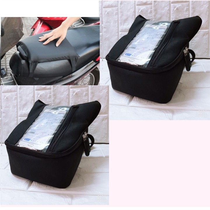 Bộ 2 sản phẩm Túi treo đầu xe máy và Lót yên Xe Máy Sunha, phụ tùng xe máy chuyên dụng cho bác tài công nghệ,TP26939