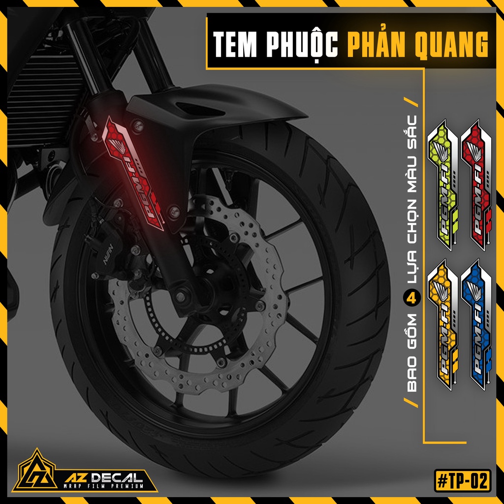 Tem Dán Phuộc Trước Xe Máy, Xe Điện Phản Quang PMG-FI | TP02 | Decal Dán Gắp Cắt Khuôn Sẵn Dễ Sử Dụng