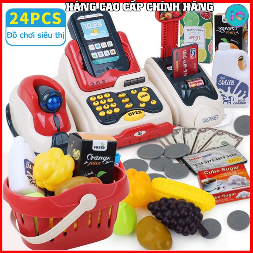 Đồ chơi máy tính tiền siêu thị bán hàng 💥Loại Đẹp-Freeship💥 bộ đồ chơi đồ hàng, cho bé có âm thanh hiệu ứng thật