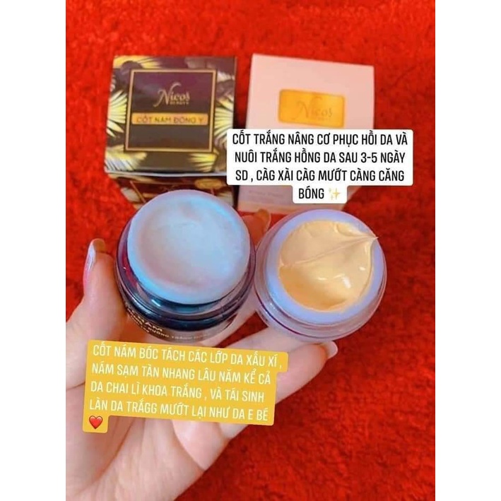 Combo 2 hộp Kem Face Cốt nám và Kem Cốt trắng nâng cơ ngày và đêm- Nicos Beauty 10g - Mẫu mới 2022
