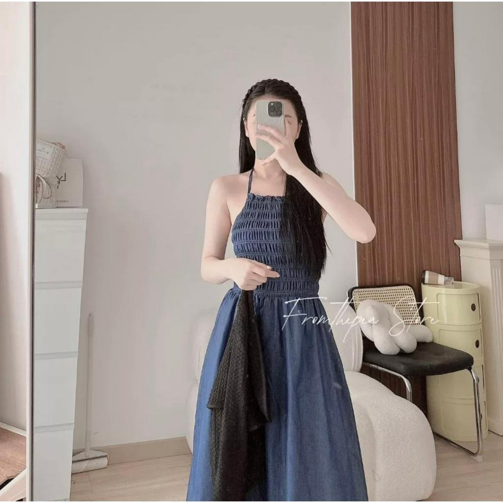 Đầm Cổ Yếm Nhún Ngực Kèm Khoát Lưới Ren Đầm Đi Chơi Dễ Thương Bigsize Quỳnh Anh Từ 50 kg đến 100 kg M/L/XL/XXL