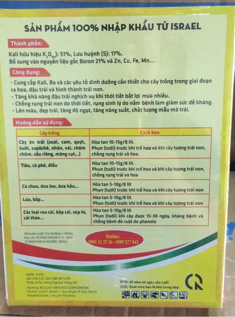 Phân Kali Sulphate KALI BO ISRAEL