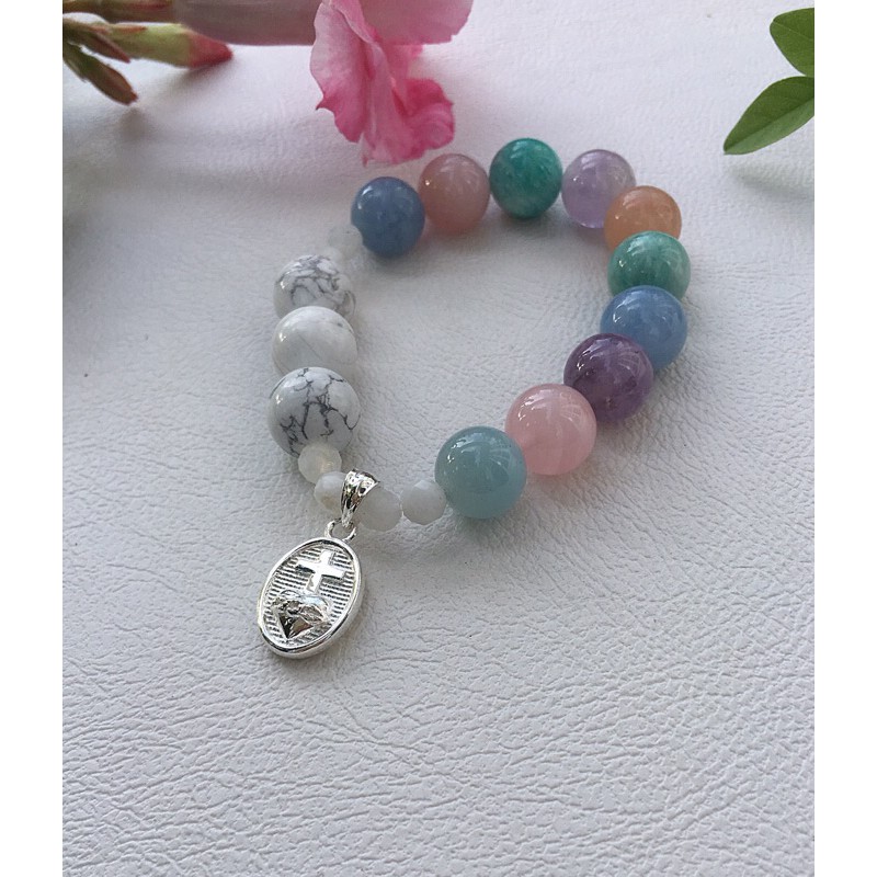 CHuỗi Mân Côi đeo tay vòng hạt đá đa sắc mặt Đức mẹ S925 phụ kiện nữ trang KimKim Jewelry Rosary Bracelet
