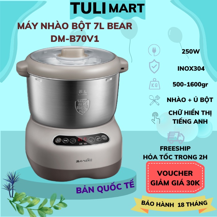 Máy Nhào Bột, Trộn Và Ủ Bột Tự Động Bear 3.5L, 5L, 7L (Bản Quốc Tế) Đa Năng Chính Hãng, Bảo Hành 18 Tháng