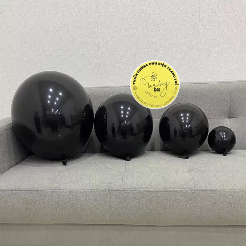 Set 10 bóng cao su đen size 5-10-12-18-36 inch