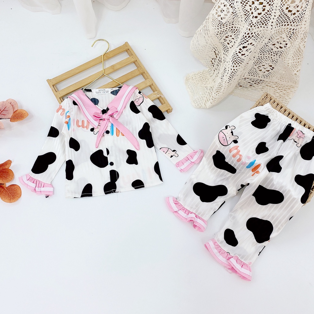 Bộ Đồ Ngủ Pijama Lụa Nhiều Họa Tiết Dành Cho Bé Gái Size Từ 10-36Kg - BPN18