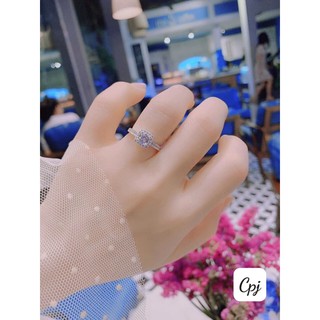 Nhẫn Bạc| Nhẫn Nữ bốn chấu viền đá vuông rẻ đẹp 🥇XƯỞNG BẠC PHƯƠNG CẢNH CPJ