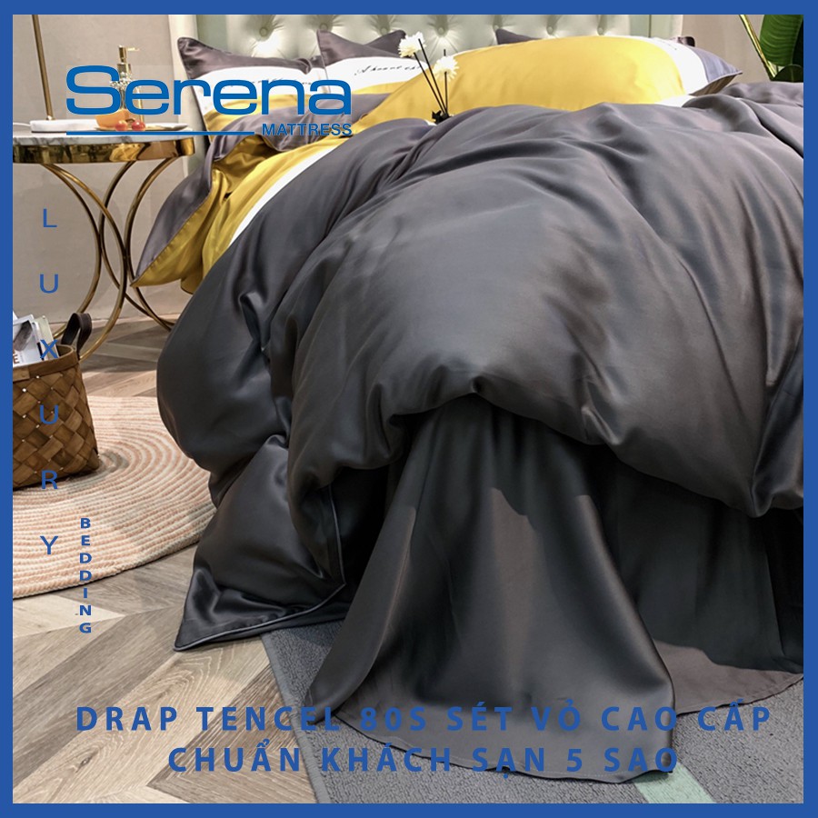 Bộ chăn ga gối Drap Tencel 80s Serena Cao Cấp Phong Cách Hàn Quốc 5 món chăn ga gối chần bông – Hệ Thống Nệm