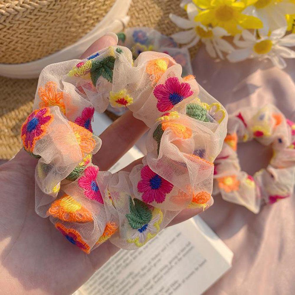 Dây Buộc Tóc Lưới Trong Suốt Co Giãn Nhiều Màu Sắc Cho Nữ