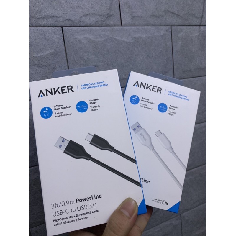 Cáp Anker PowerLine USB 3.0 ra USB-C - Dài 0.9m - A8163