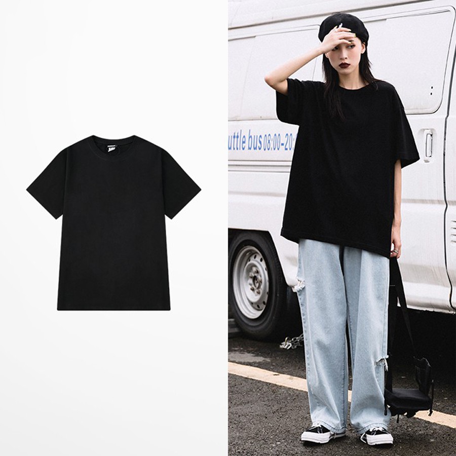 Áo thun Unisex Stone Basic Tee Phông Trơn Tay Lỡ Oversize Form Rộng 100% Cotton Màu Đen HD128