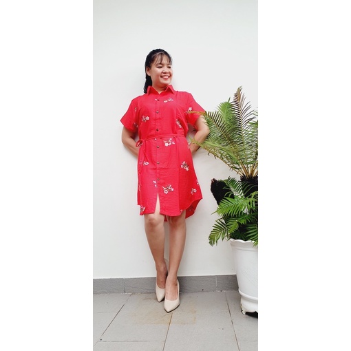 Đầm suông sơ mi form suông rộng thời trang trẻ