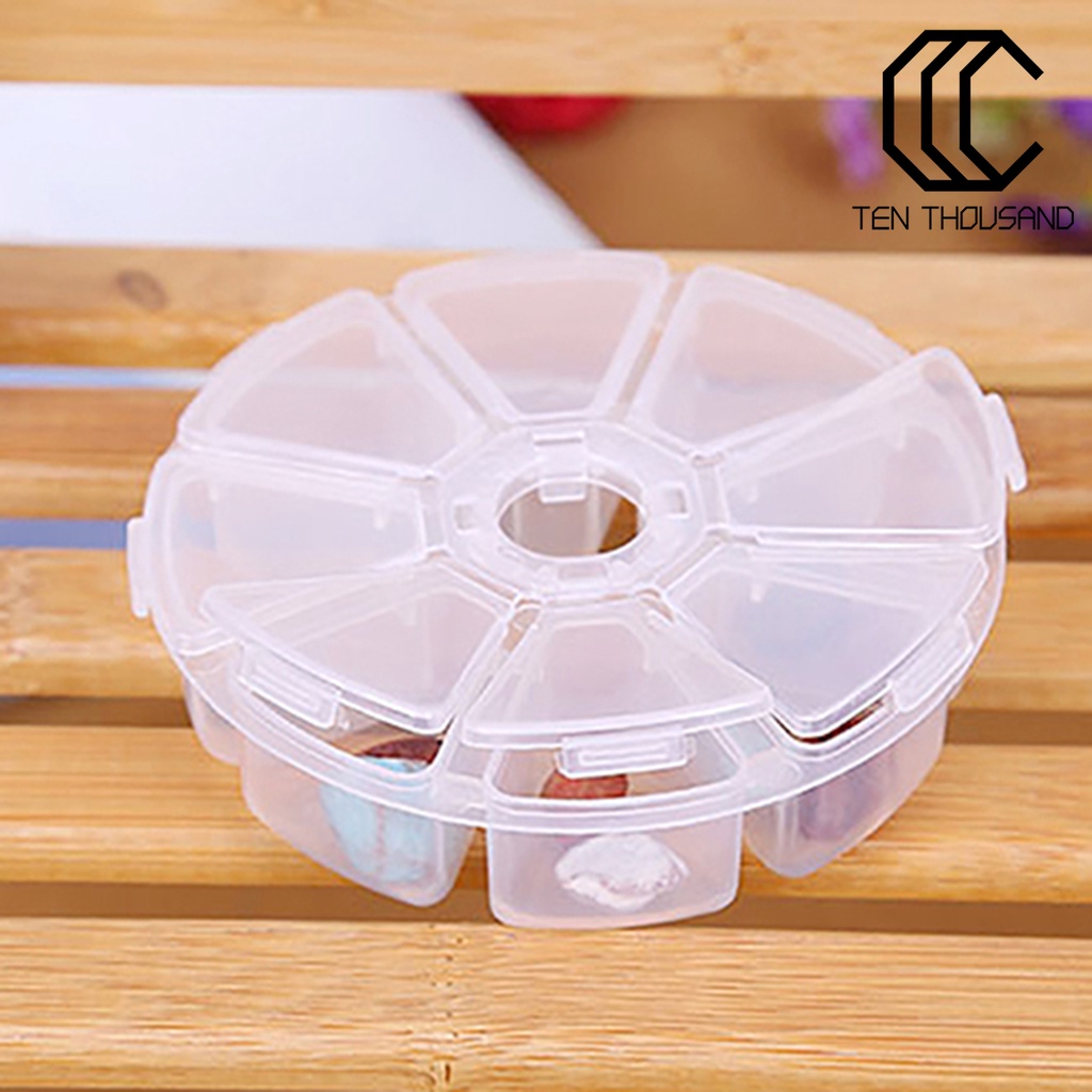 Hộp Đựng Thuốc Hình Tròn 8 Ngăn Phân Loại Hạt Tiện Dụng Mang Theo Du Lịch