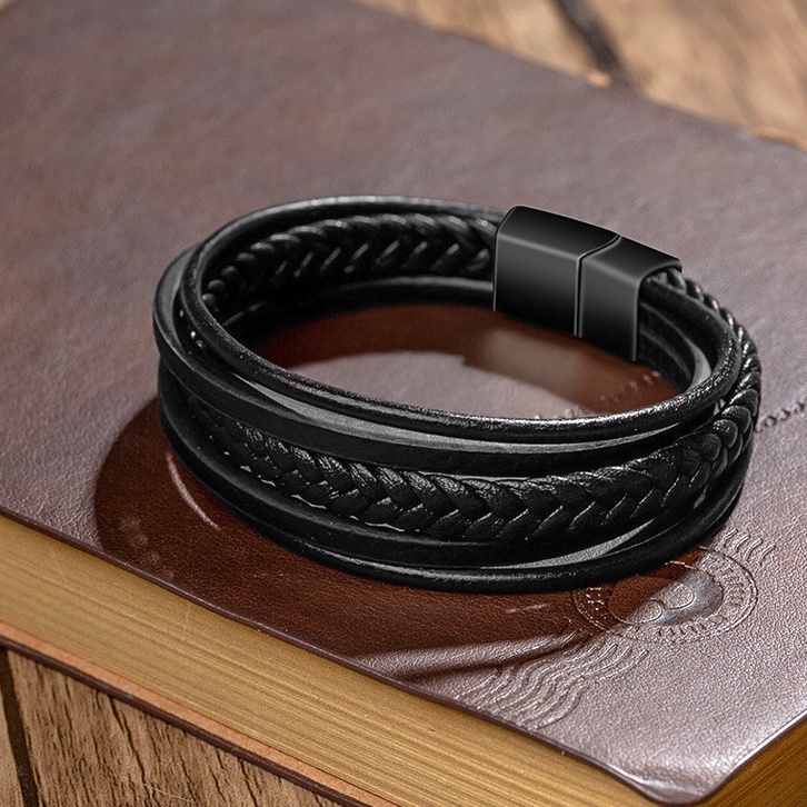 Vòng Tay Cá Tính Unisex Titan không gỉ Leather Đẹp Ngầu Cuban Đơn Giản Lucifer Store Lắc Tay Phong Cách -  Leather