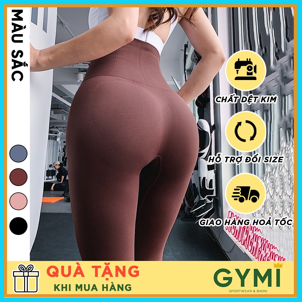 Quần tập gym nữ cạp siêu cao GYMI QD34 Mitao Girl quần legging tập yoga thể thao chất dệt nâng mông co giãn tốt