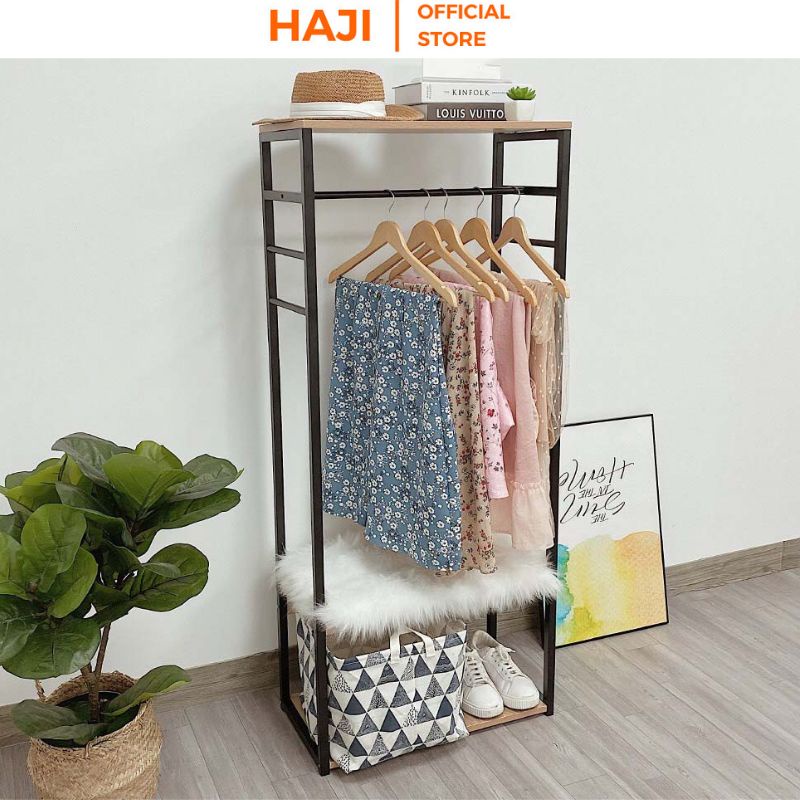 Giá treo quần áo khung sắt sơn tĩnh điện chống gỉ, Kệ treo quần áo 2 tầng hiện đại HAJI C07