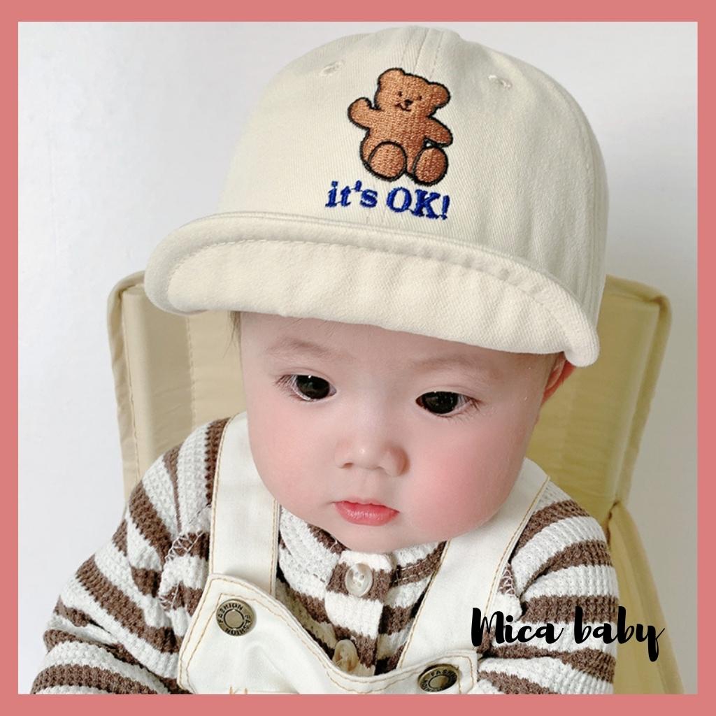 Mũ lưỡi trai hình gấu kèm chữ dễ thương cho bé MH120 Mica Baby