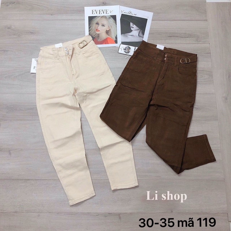 Quần Baggy Kaki Nữ Lưng Cao Kiểu Cài CD Size Từ 30 Đến 35 Bigsize Đến 80kg Hàng VNXK Ms119