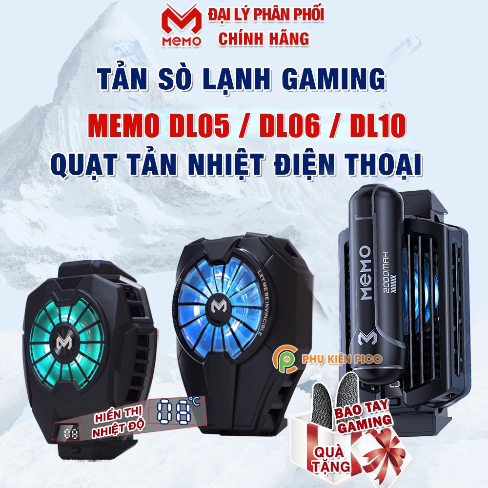 Quạt tản nhiệt điện thoại Memo DL07 / DL08 / DL10 / Memo DL05 / DL06 / DL01 / DLA3 và nút bắn Pubg Memo AK02 / AK05