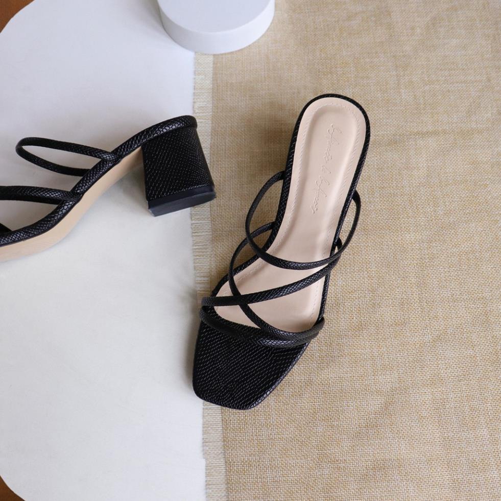 Dép cao gót nữ thời trang đẹp dáng guốc sandal 5p quai mảnh đế vuông mũi vuông bAimée & bAmor – MS1661 LaT