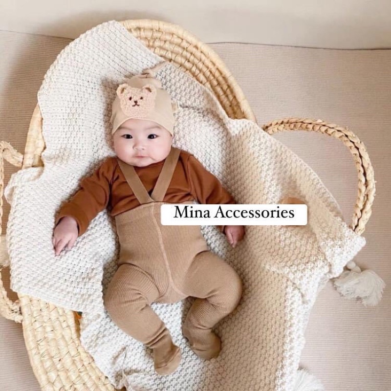 Mũ cotton gấu bông Mina dễ thương cho bé sơ sinh