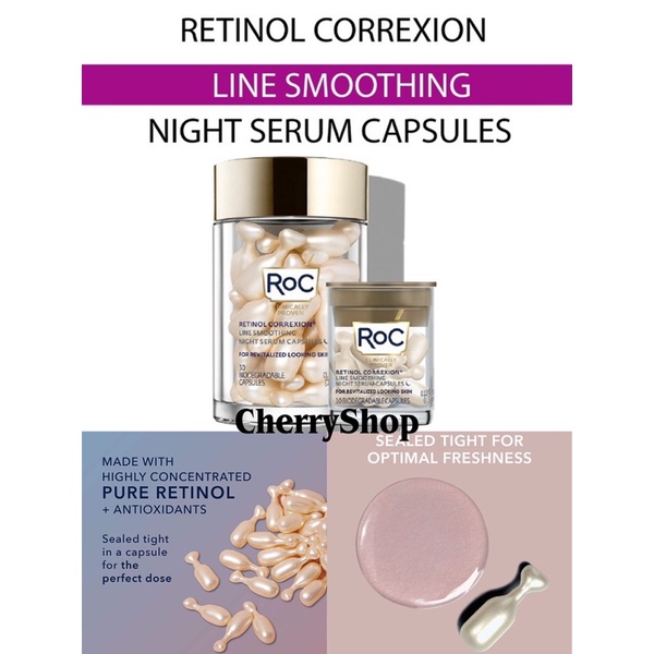 [Hàng Pháp] Tinh chất dạng viên chống nhăn da RoC Retinol Correxion Line Smoothing Night Serum Capsules (30 viên/10.5ml)