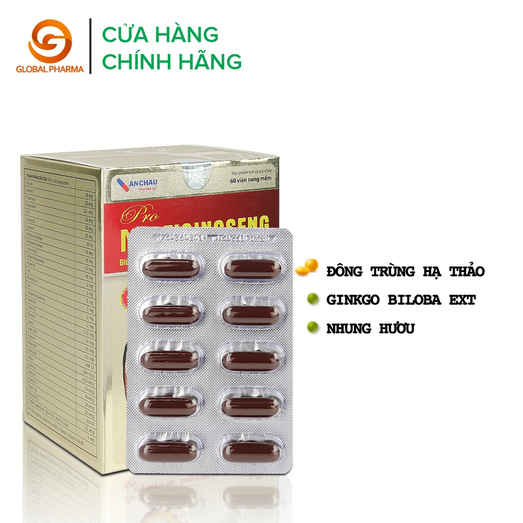 Viên nang pro multigingseng An Châu giúp tăng cường sức khỏe, tăng cường sức đề kháng hộp 6 vỉ 60 viên - Globalpharma