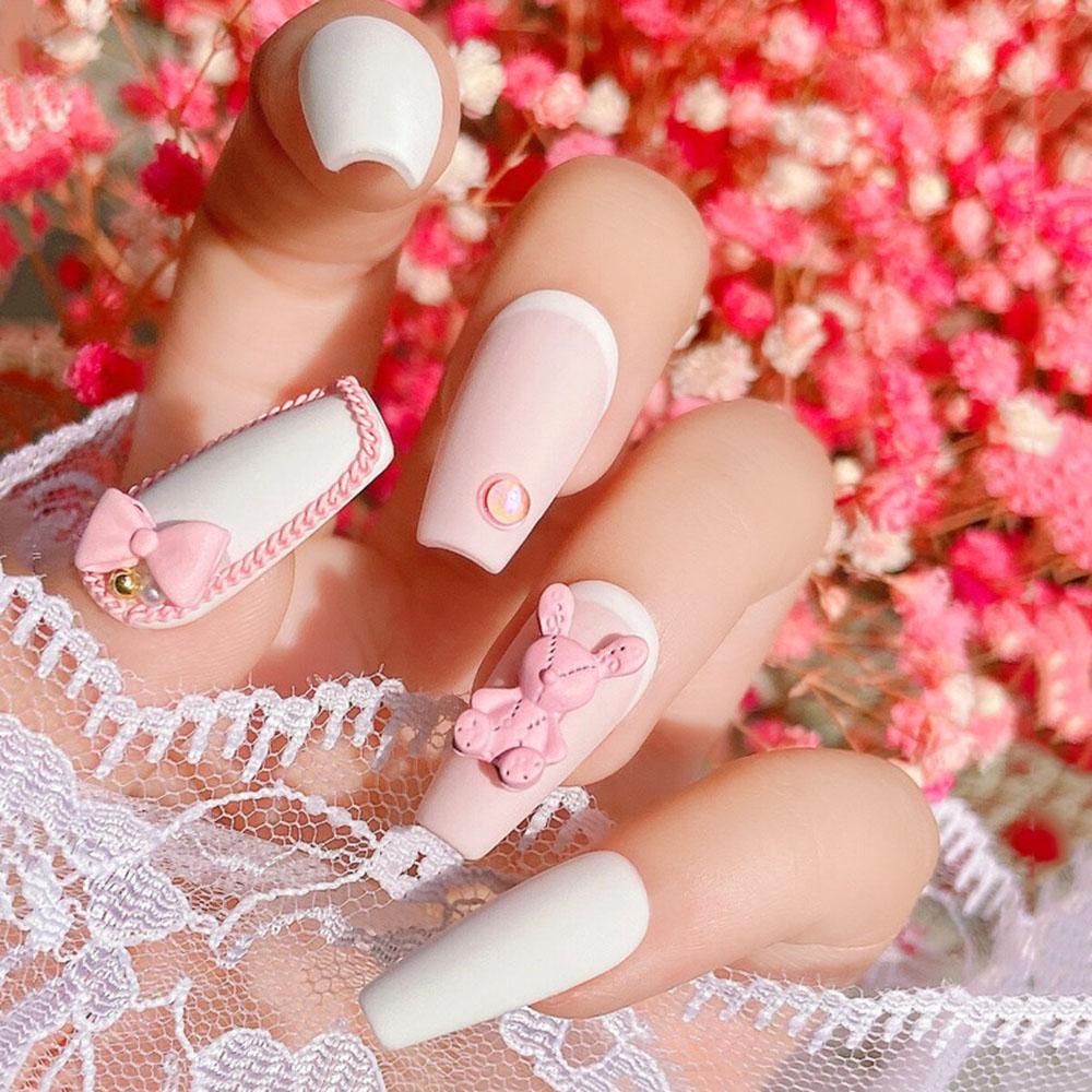 Phụ Kiện Trang Trí Móng Tay Nghệ Thuật Hình Thỏ Hoạt Hình Nhiều Màu Dễ Thương DIY