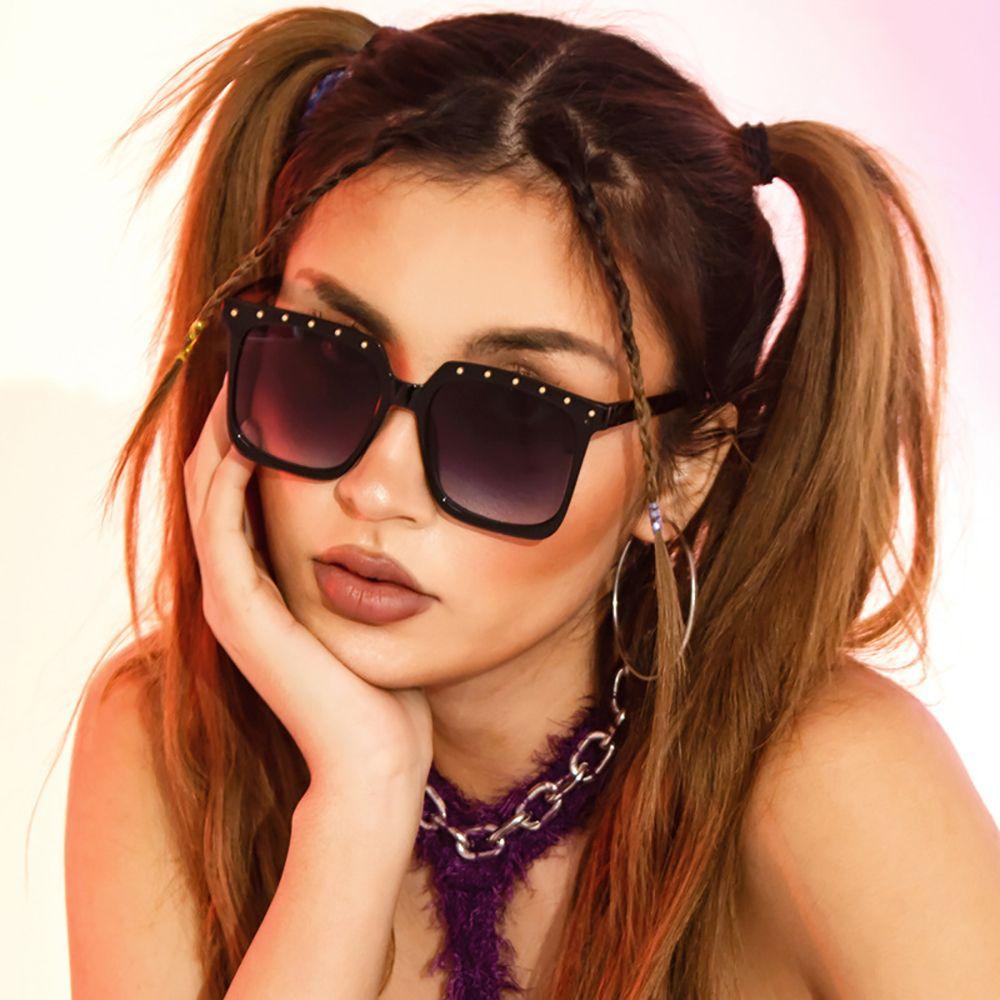 Kính Mát Gọng Vuông Chống Bức Xạ Màu Sắc Gradient Phong Cách Hàn Quốc Cho Nam Và Nữ