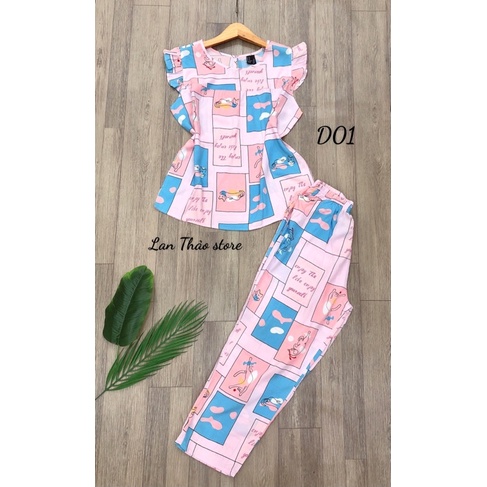 🍓🍓🍓Đồ Bộ Tole Lanh Cánh Tiên Quần Dài 9 Tấc