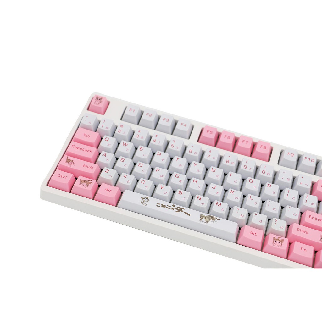 ♂Bàn phím cơ cá tính mèo hồng phô mai keycap lớn full bộ PBT 5 mặt thăng hoa 10487 phím IKBC Gauss