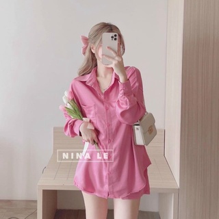 Sét bộ đùi áo somi dài tay mic quần đùi suông dễ mặc lên from thoải mái, chất liệu tuyết nhung mặc mát, chuẩn shop