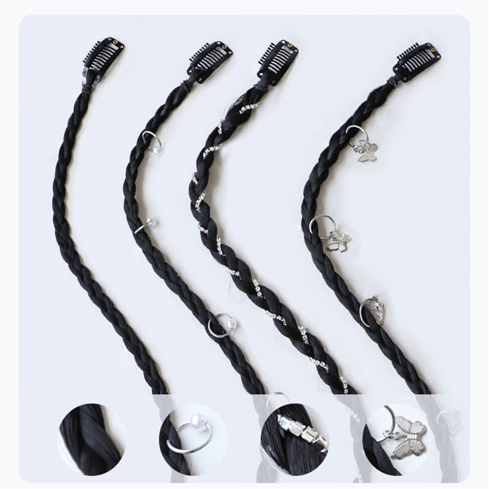 Set 2 Tóc Giả Thắt Bím Đuôi Ngựa Y2k Phong Cách Punk Hiphop Cá Tính Dành Cho Nữ