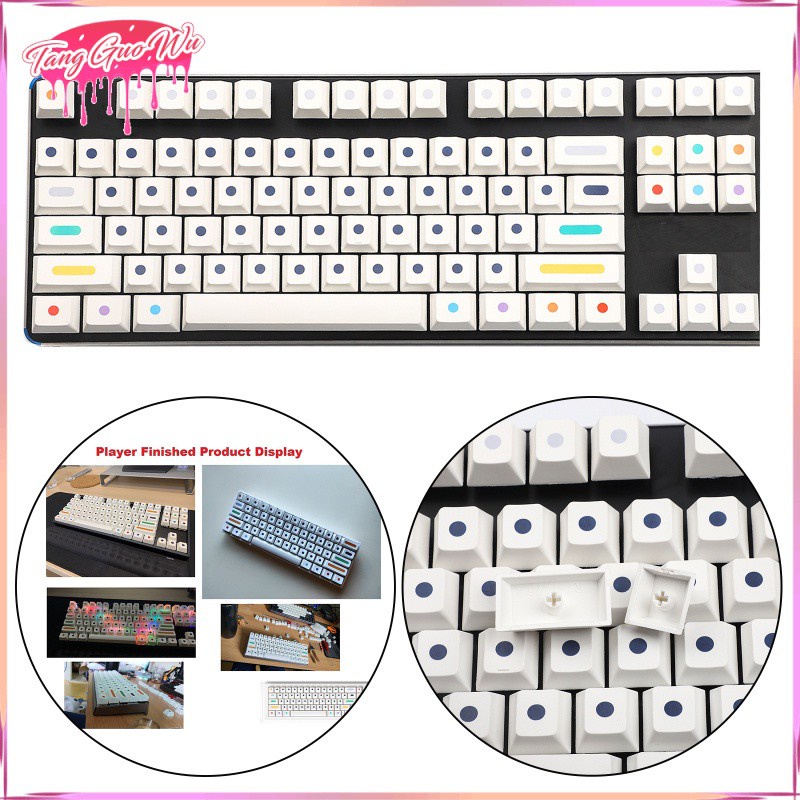 108-key White Dot Keycaps PBT Dye Sublimation Personality Keyboard Keycaps