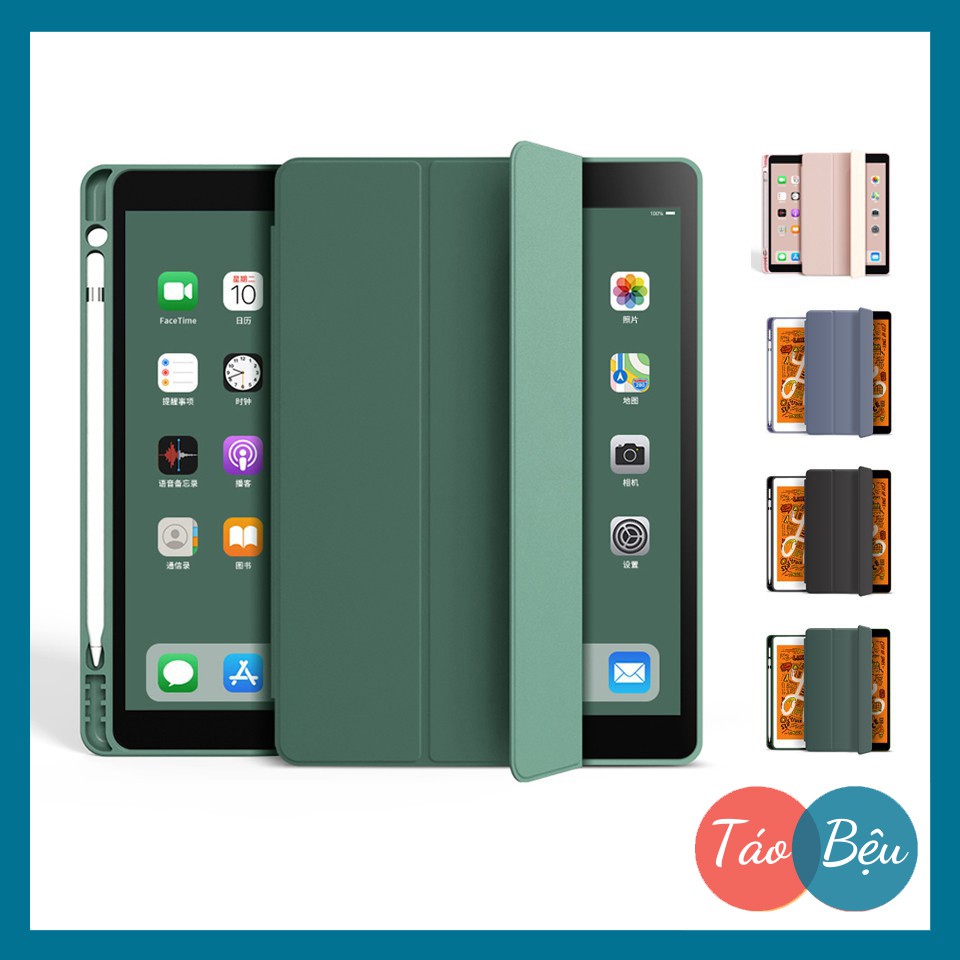 Bao Da iPad, Ốp iPad Có Khay Đựng Bút Tích Hợp Màu Pastel