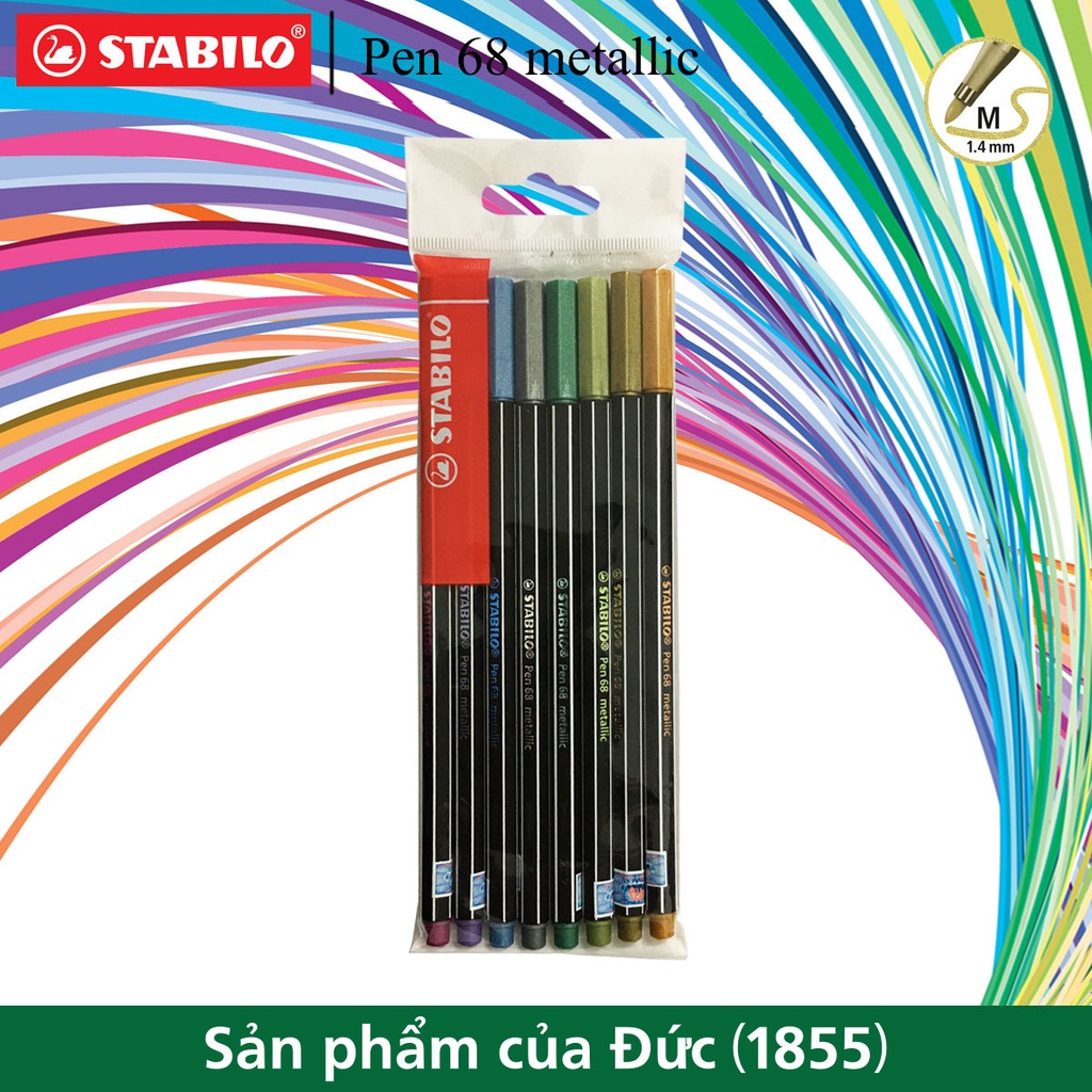 Bộ 8 Bút lông nhũ STABILO Pen 68 metallic (PNM68-C8)