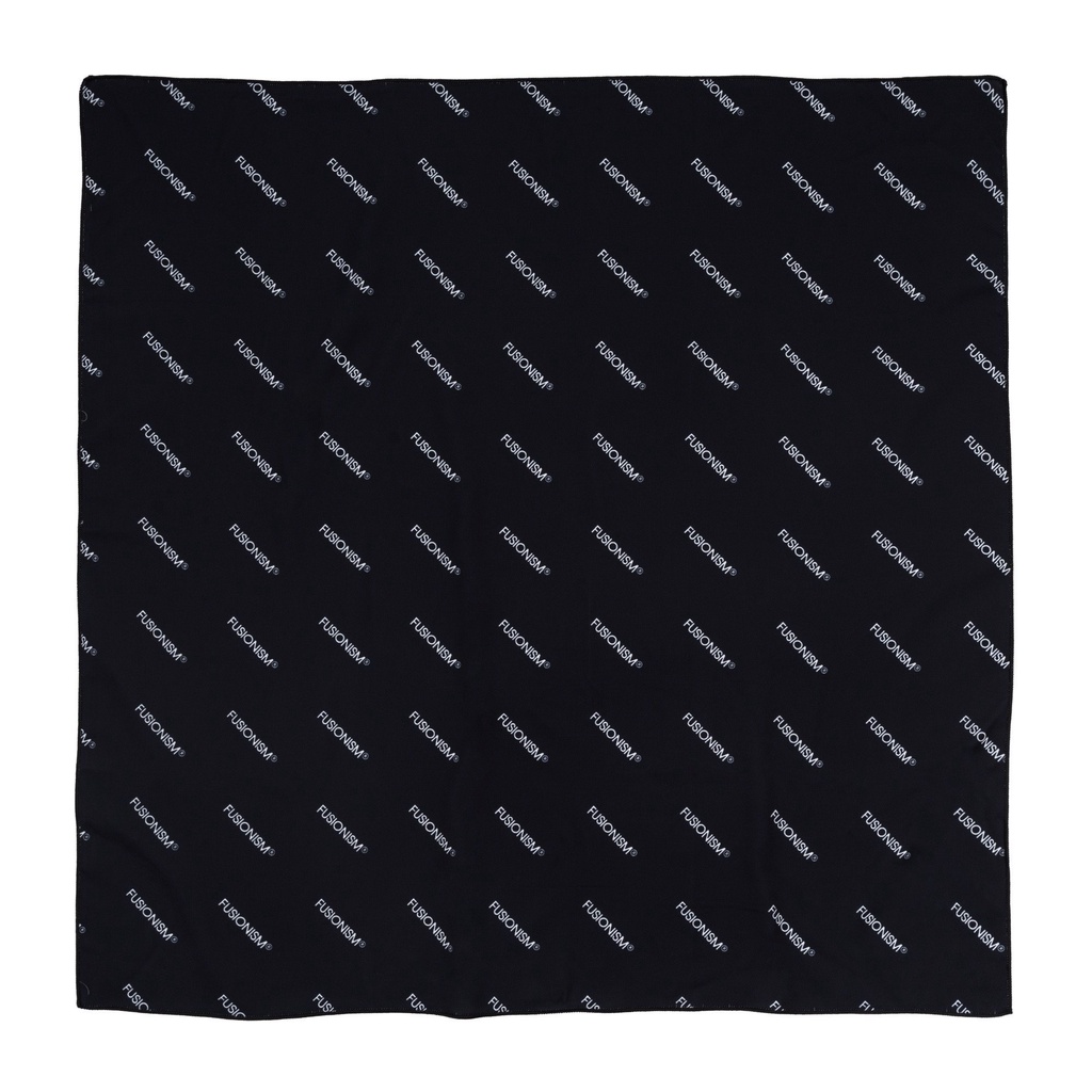 Khăn Turban, Khăn Bandana chất Lụa in Logo Pattern Fusionism - Màu Đen - Size 60x60 cm