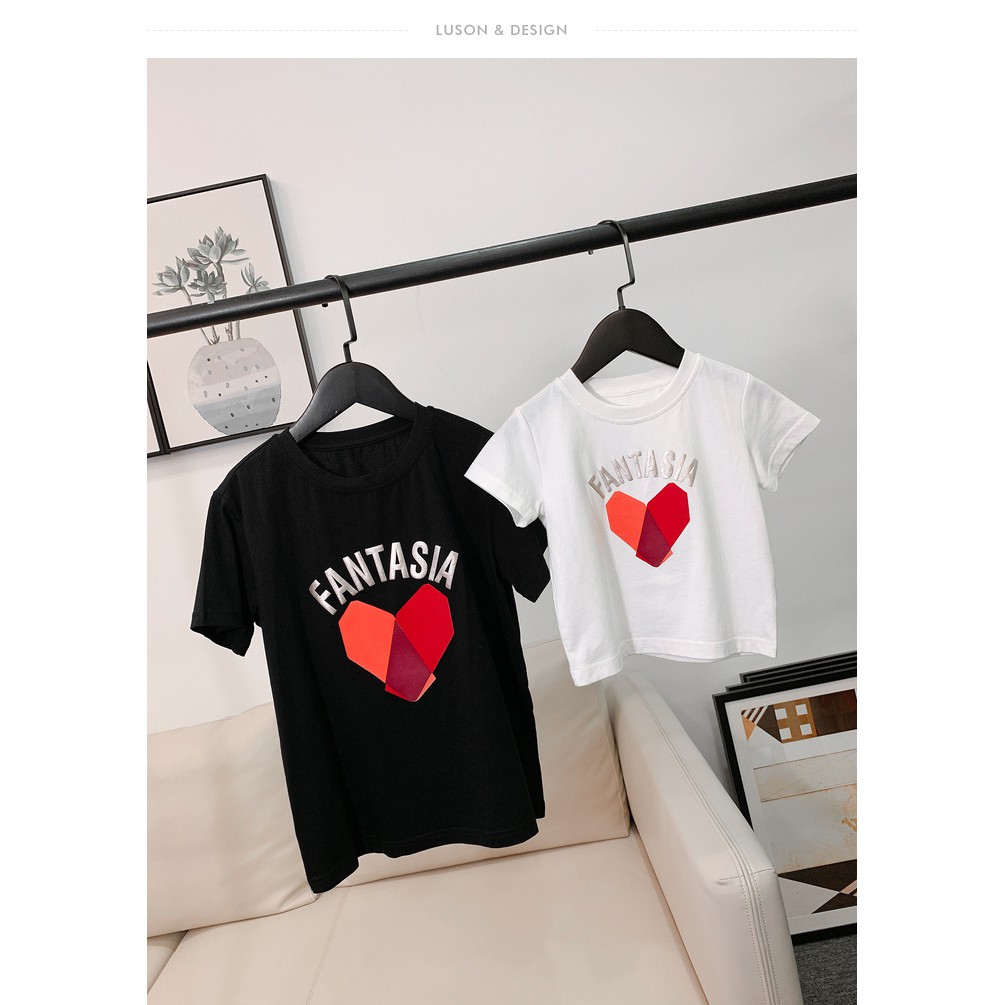 Áo gia đình Familylove – đồ gia đình in hình trái tim chữ Fantasia dễ thương chất cotton 100 co giãn