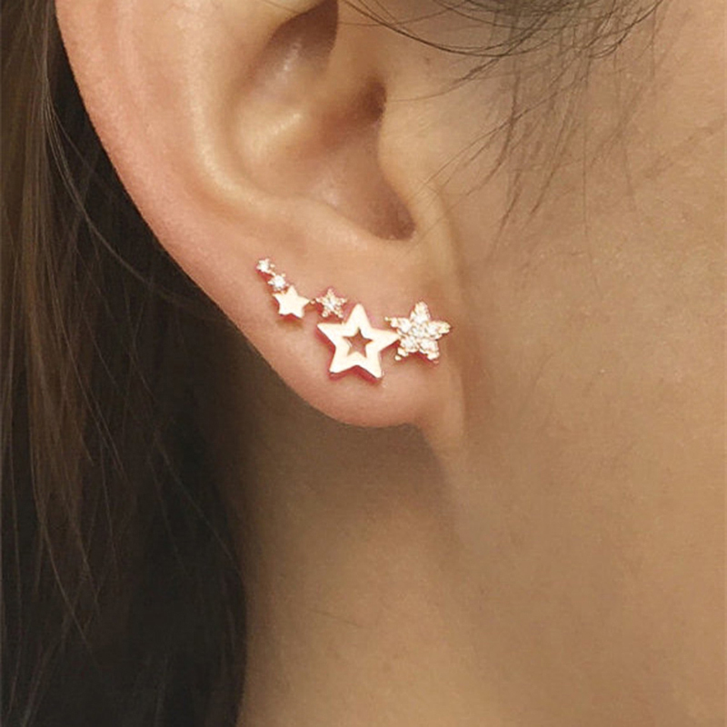 1 Pair Simple Stylish Crystal Star Women Drop Earrings Shiny White Zircon Exquisite Earring for Women Fashion Jewelry