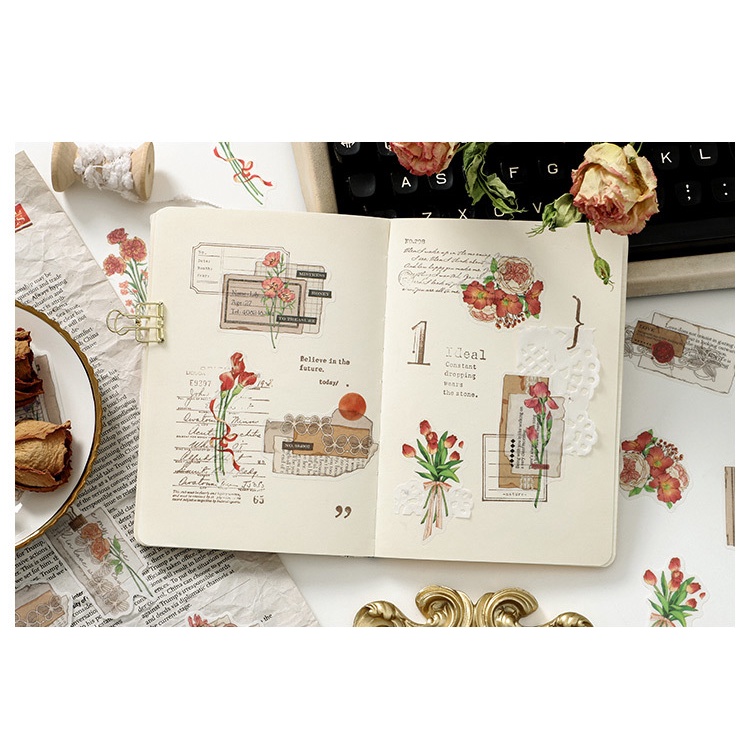 Túi 30 Sticker vintage trang trí sổ tay bullet journal