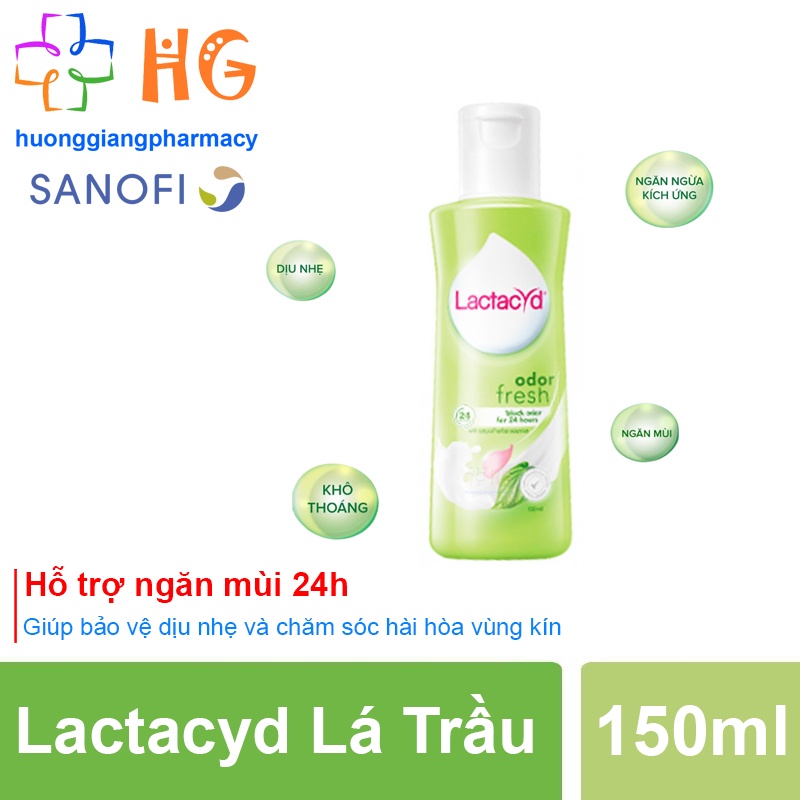 Dung dịch vệ sinh phụ nữ Lactacyd lá trầu, kháng khuẩn, ngăn mùi, dưỡng ẩm da, lưu giữ hương thơm dài lâu(Chai 150ml)