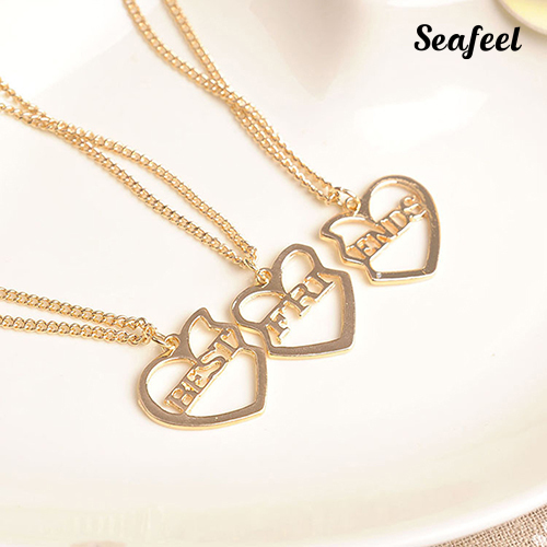 SF Set 3 vòng cổ Mặt Trái Tim Mạ Vàng Cho Bạn Thân