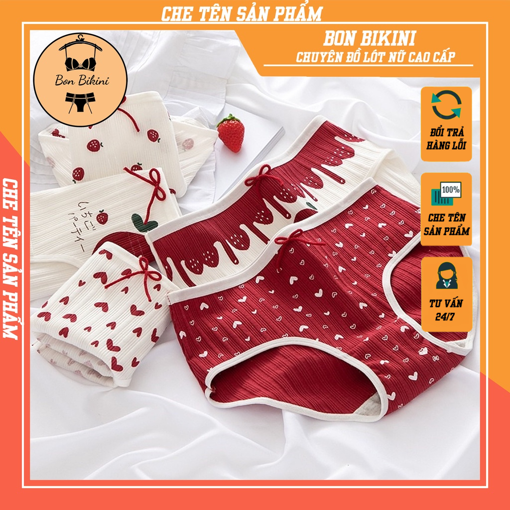 [Che Tên] Quần Lót Nữ Cotton Cao Cấp Nâng Mông Thông Hơi Hoạ Tiết Dễ Thương