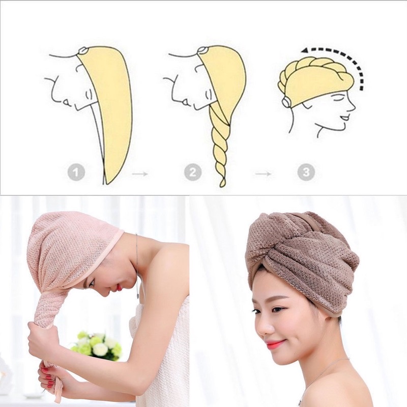 Khăn ủ tóc - Khăn quấn tóc gội đầu cao cấp, vải cotton mềm mại mũ chuyên dụng cho salon HSU | BigBuy360 - bigbuy360.vn