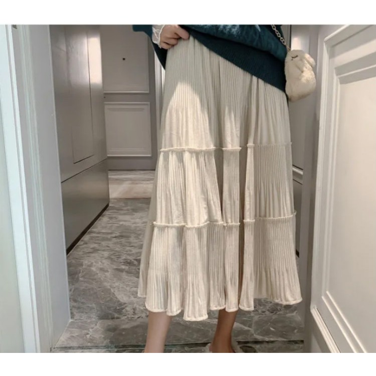 Chân váy dài xếp ly lưng cao phong cách Hàn Quốc thời trang cho bà bầu | BigBuy360 - bigbuy360.vn