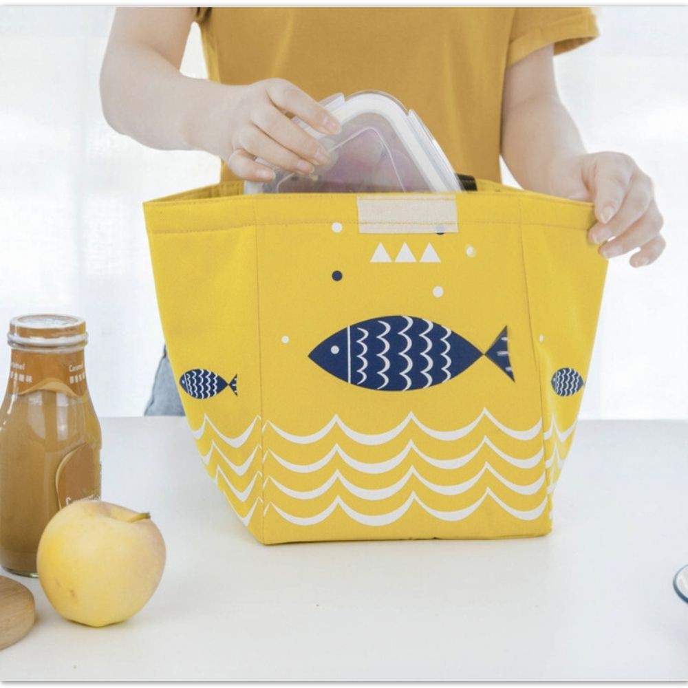 Túi đựng hộp cơm giữ nhiệt có lớp cách nhiệt không thấm nước *loại khóa dán* mã 20065 KMVN